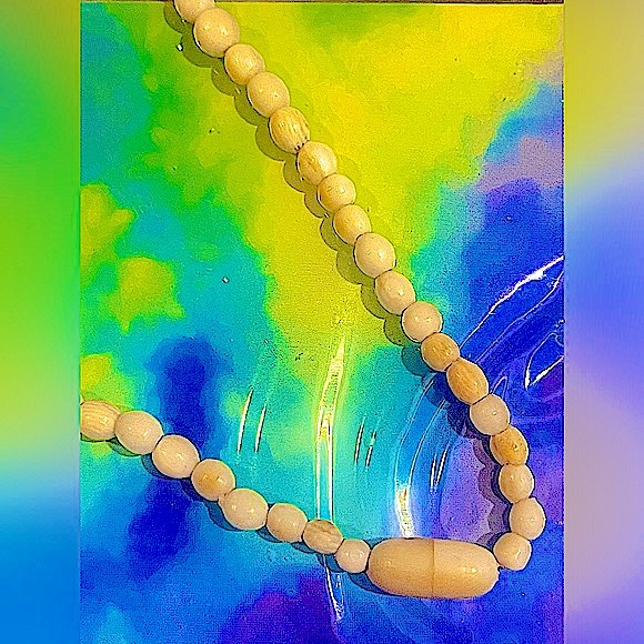 carved rose bone beads graduated hand strung vintage necklace 16 inches - Picture 2 of 7